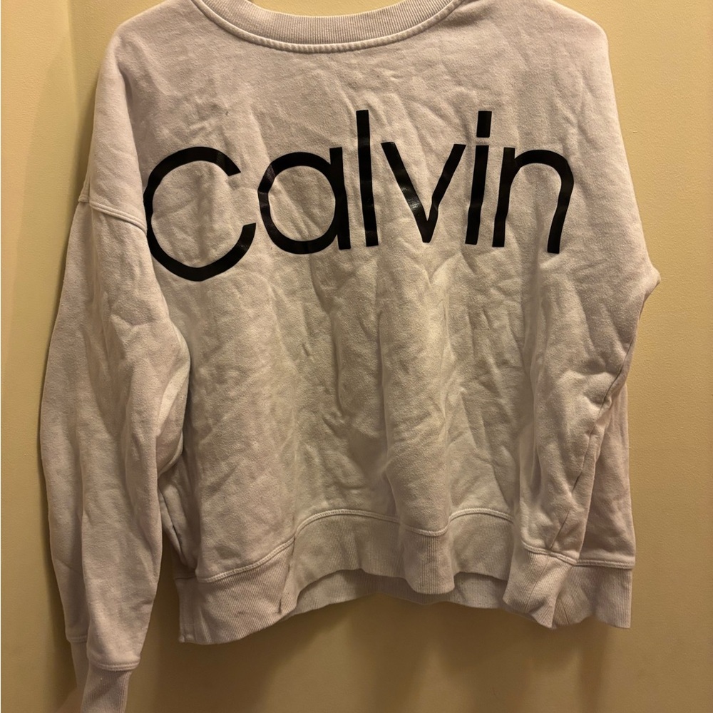 Calvin Klein White Sweatshirt with Black Logo